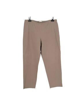 EILEEN FISHER Organic Stretch Cotton Twill Slim Ankle Pants Tan Taupe 34